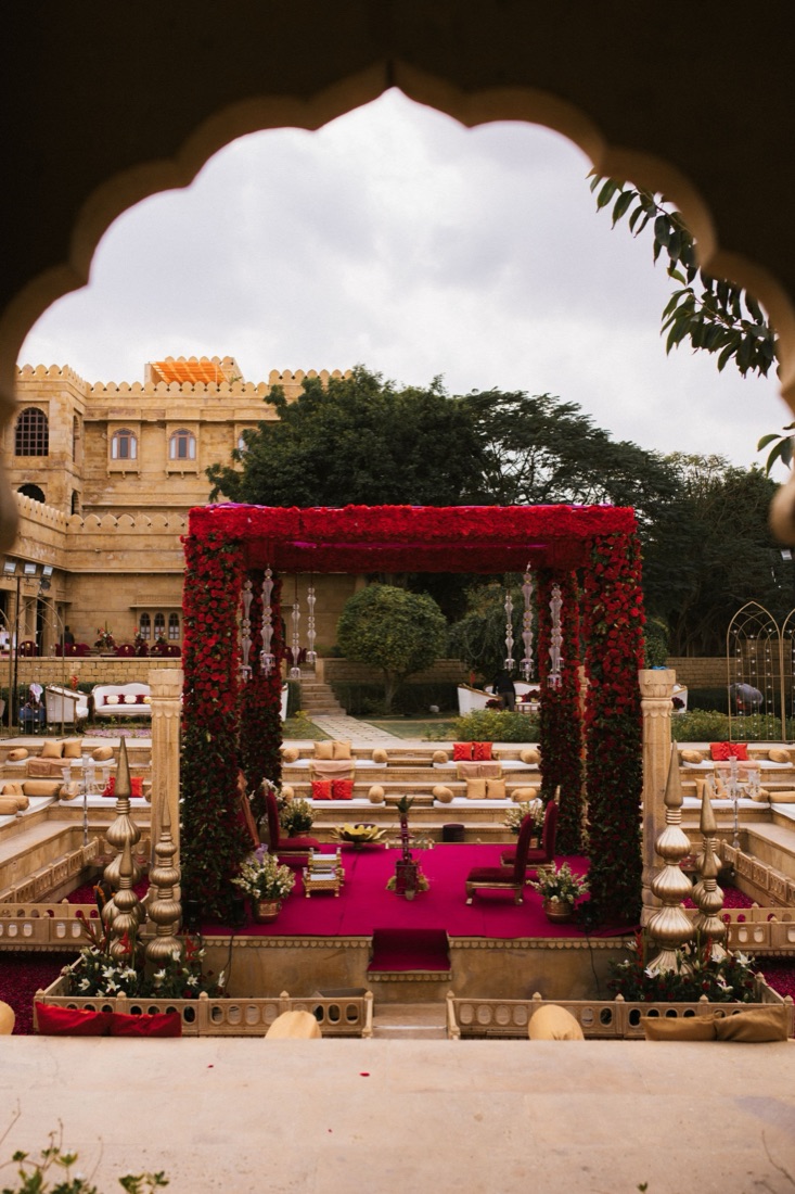 Luxury kalyana mandapam with carved stone pillars